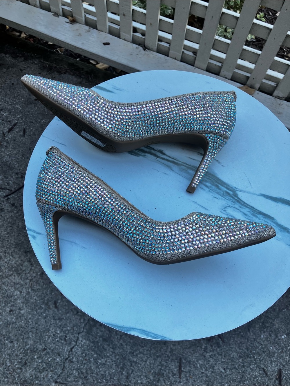 MICHAEL Michael Kors Alina Flex Pumps Crystal Rhinestone Gold Sparkle Heels 6M